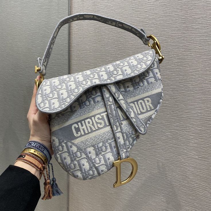 Christian Dior Oblique Embroidered Saddle Bag