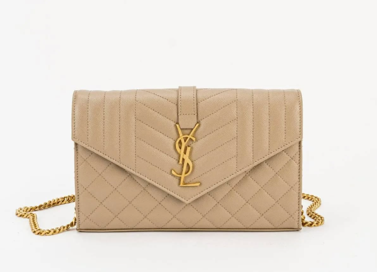 Saint Laurent Chevron TriQuilted Grained Leather Envelope Crossbody Bag