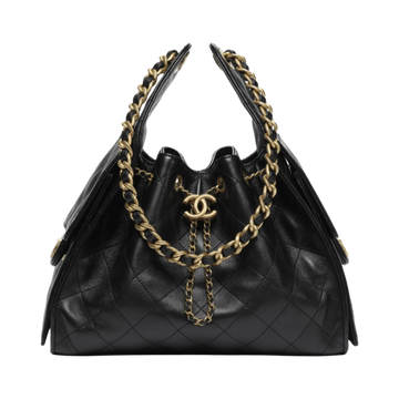 Chanel 25 Small Handbag Grained Calfskin & Gold Black