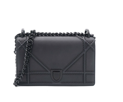 CHRISTIAN DIOR So Black Leather Small Studded Diorama Flap Shoulder Bag