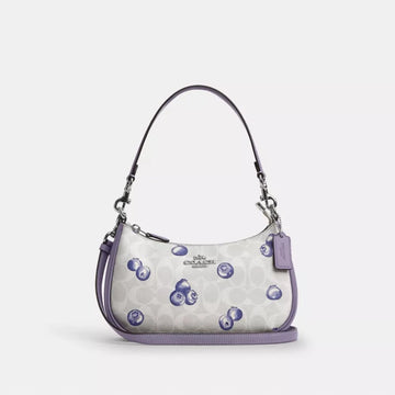 COACH Teri 2Way Shoulder Bag Signature Canvas Blueberry Print
