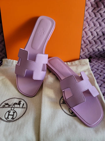 Hermes SANDAL LILAC PASTEL PURPLE LEATHER