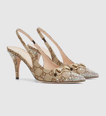 Women's slingback pump with crystal Horsebit