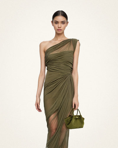 JWPEI Hana Mini Faux Suede Tote Bag - Dark Olive hover