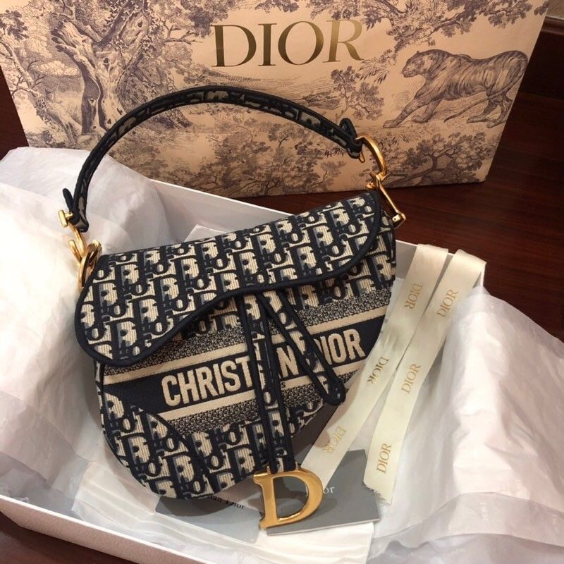 Christian Dior Oblique Embroidered Saddle Bag