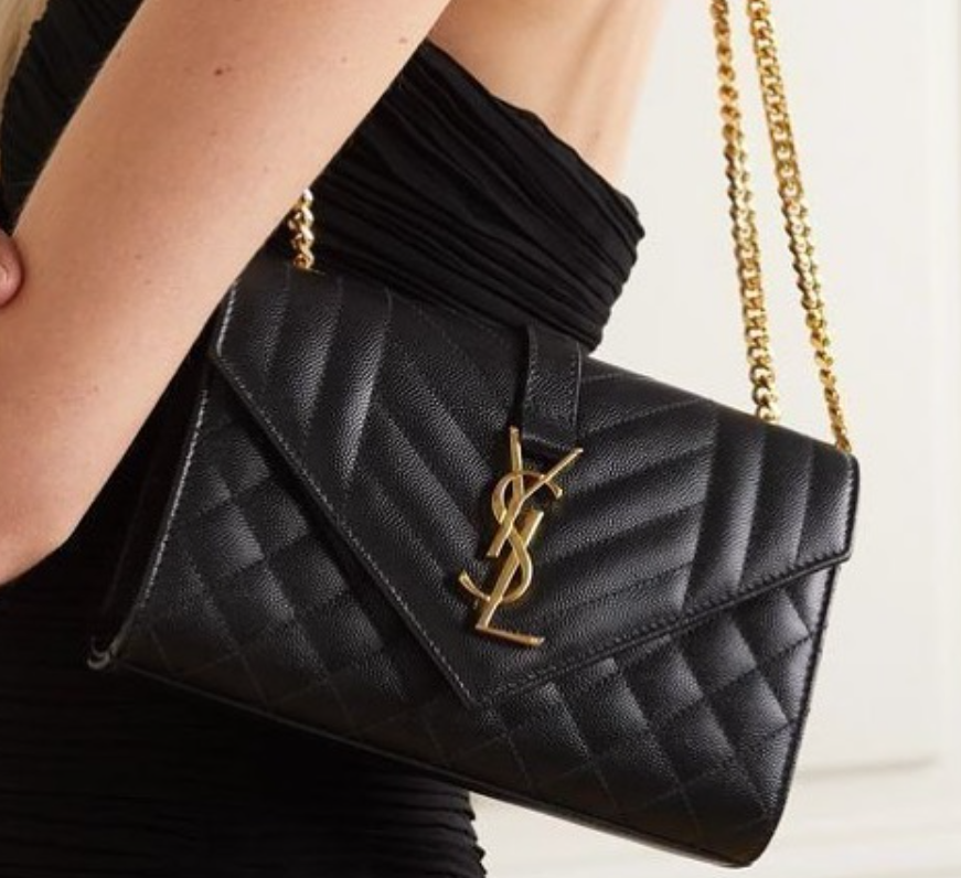 Saint Laurent Chevron TriQuilted Grained Leather Envelope Crossbody Bag