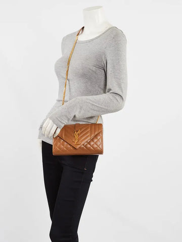 Saint Laurent Chevron TriQuilted Grained Leather Envelope Crossbody Bag