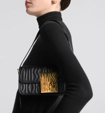 Christian Dior Flap Bag Black Quilted Miss Dior Allover Calfskin