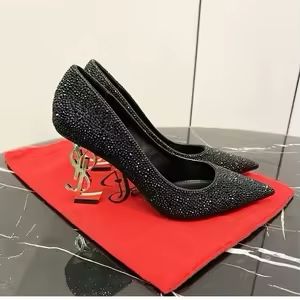 Saint Laurent Opyum Glitter Pumps – Golden YSL Monogram Heel