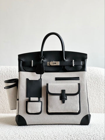 Hermès HAC 40 Cargo Bag – Noir / Black, Brown & Full Black | Palladium Hardware