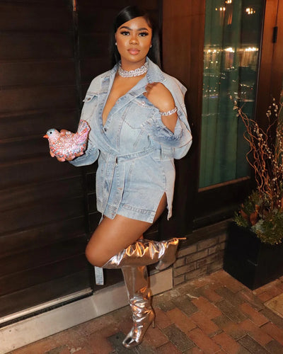 Glamour Grabs Sparkling Bird Statement Clutch hover