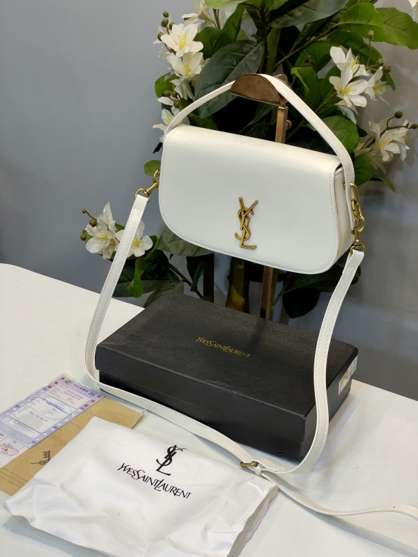 Saint Laurent Voltaire Embellished Leather - White