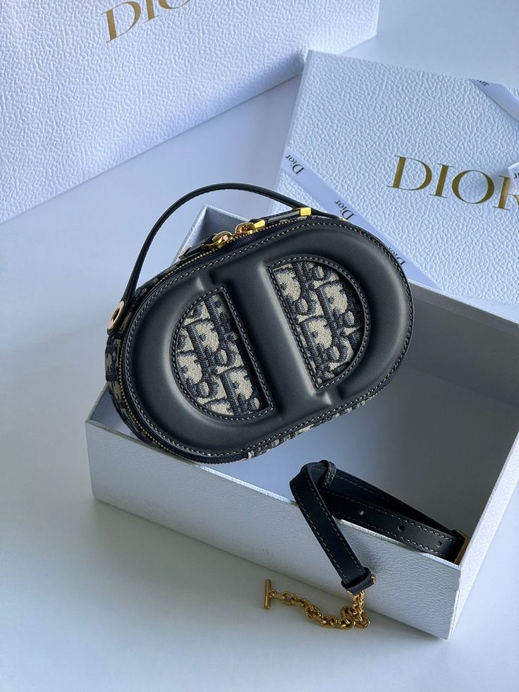 Dior Women CD Signature Oval Camera Bag Blue Navy Dior Oblique Jacquard