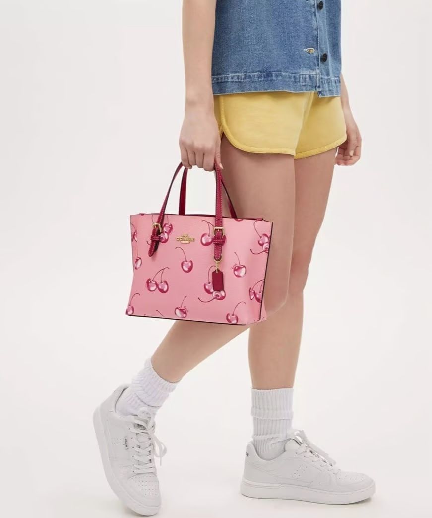 Coach Mollie Tote Bag 25 With Cherry Print