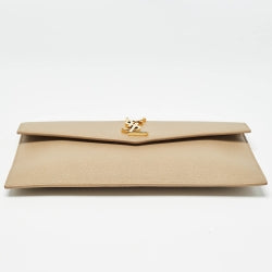 Saint Laurent Beige Leather Uptown Clutch