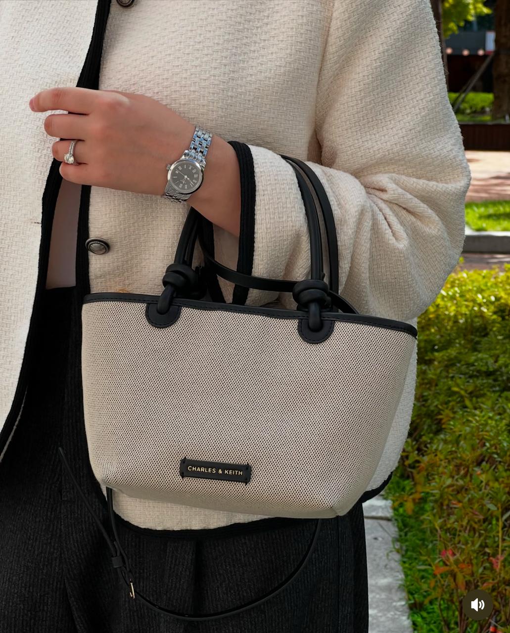 Sabine Canvas Knotted-Handle Tote Bag - Black