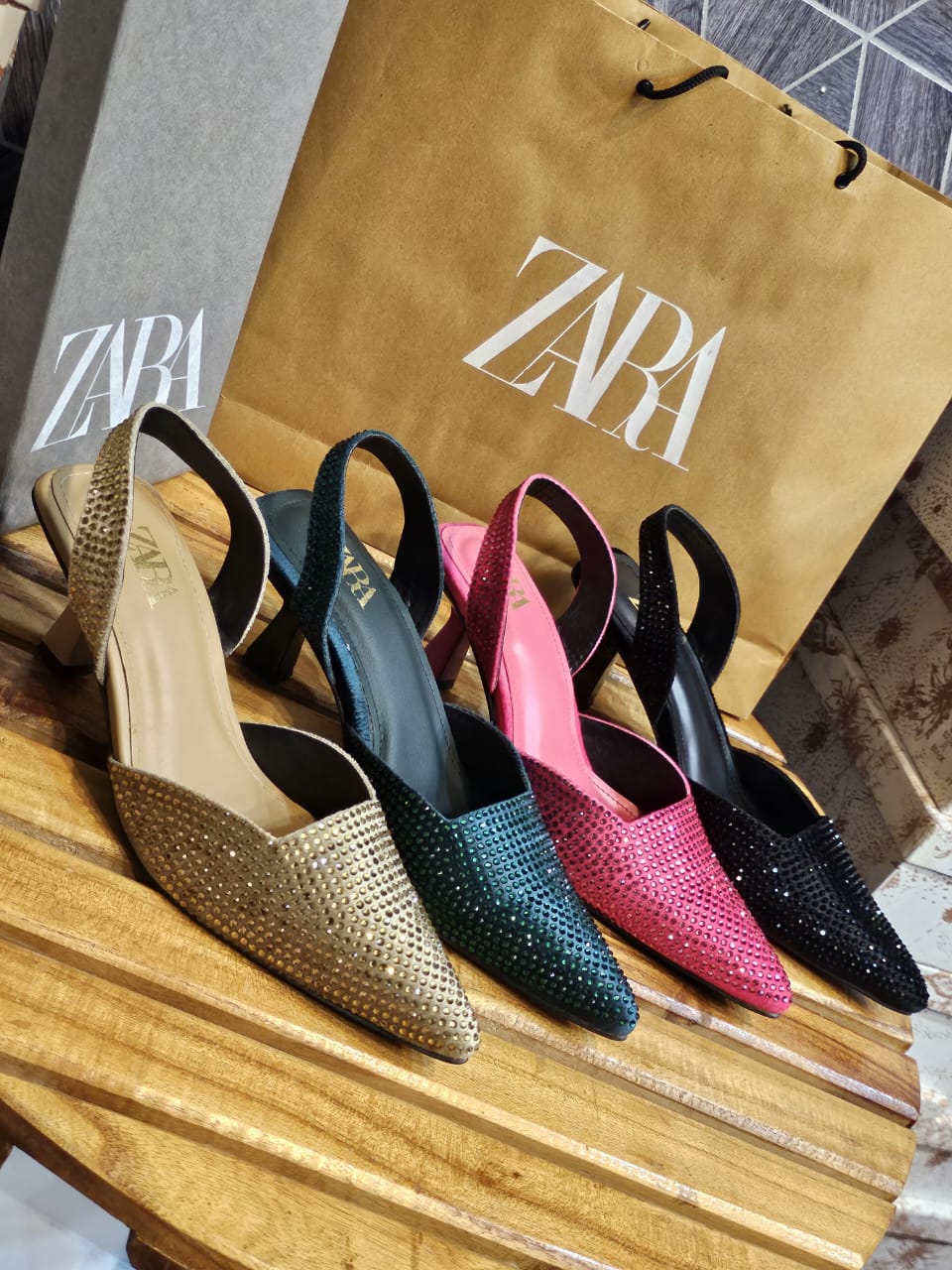 Zara Stone Heel for Women (Black)