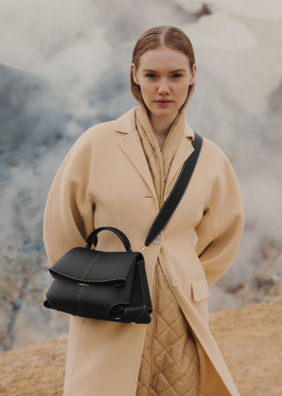 POLÈNE Mokki Edition Textured Black with Ecru Stitching hover