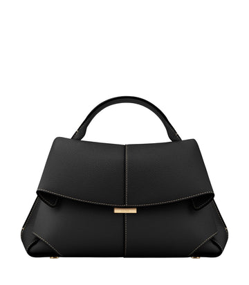 POLÈNE Mokki Edition Textured Black with Ecru Stitching