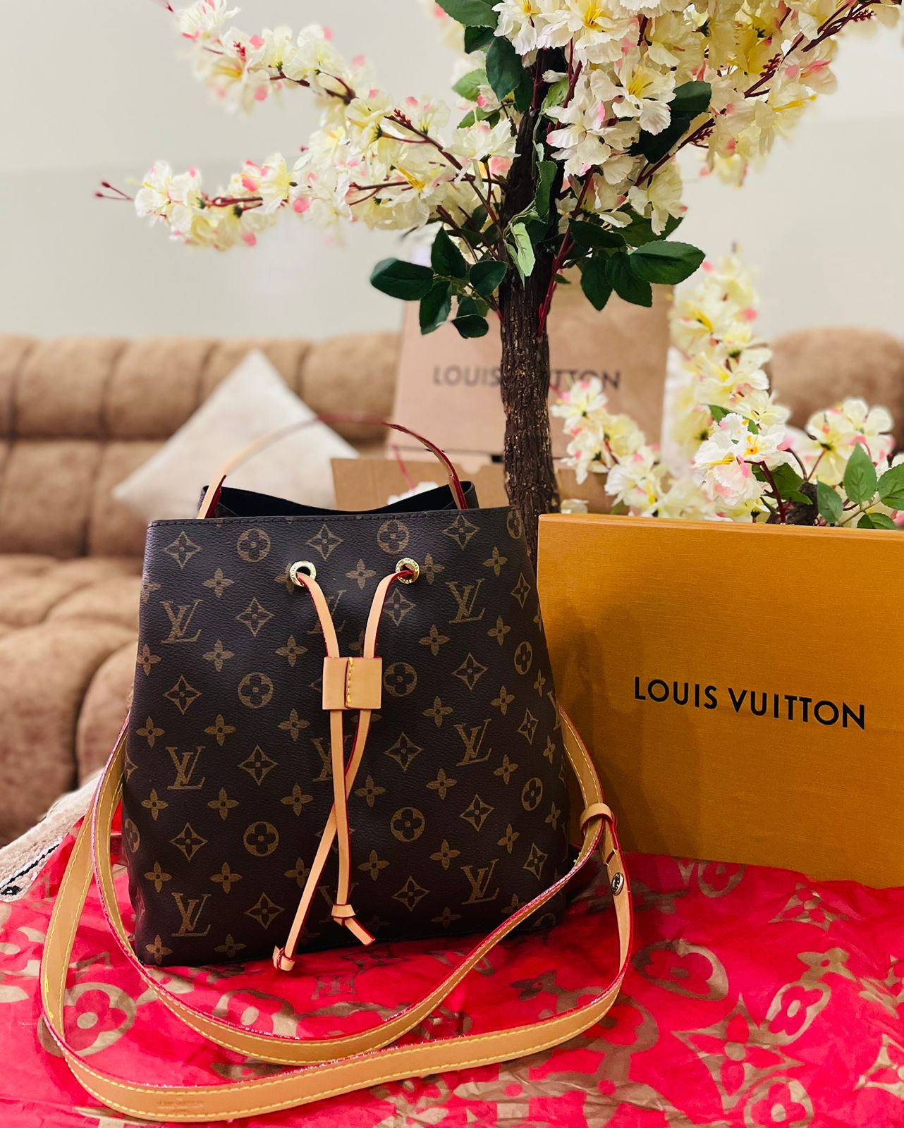 Louis Vuitton NeoNoe Handbag MM Brown Canvas