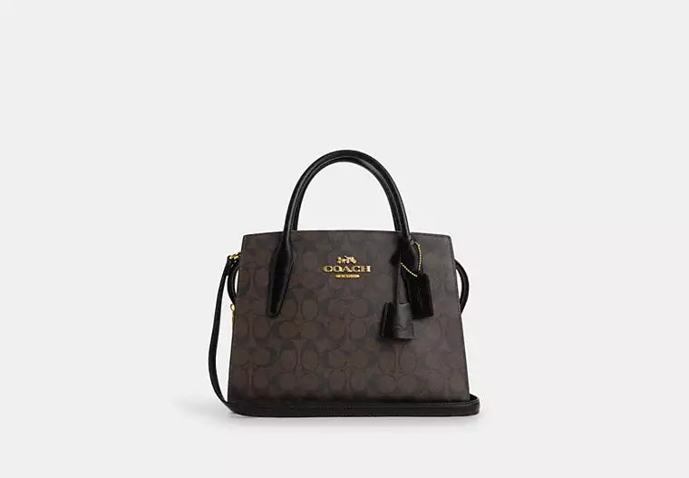 Front view of Coach Andrea Carryall in signature canvas with logo detail