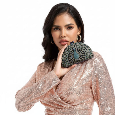 Peacock Clutch Women Evening Bags Wedding Party Dinner Bridal