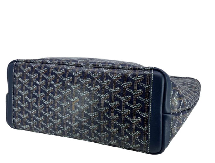 Goyard Goyardine Coated Canvas and Leather Saint Louis PM Tote in Blue – Luxury Designer Tote Bag for Women.