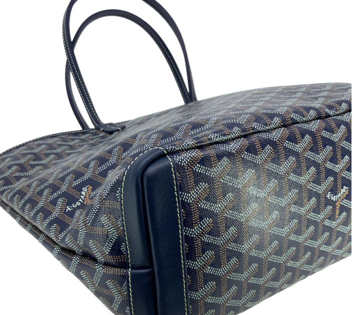 Goyard Goyardine Coated Canvas and Leather Saint Louis PM Tote in Blue – Elegant Luxury Tote Bag for Women.