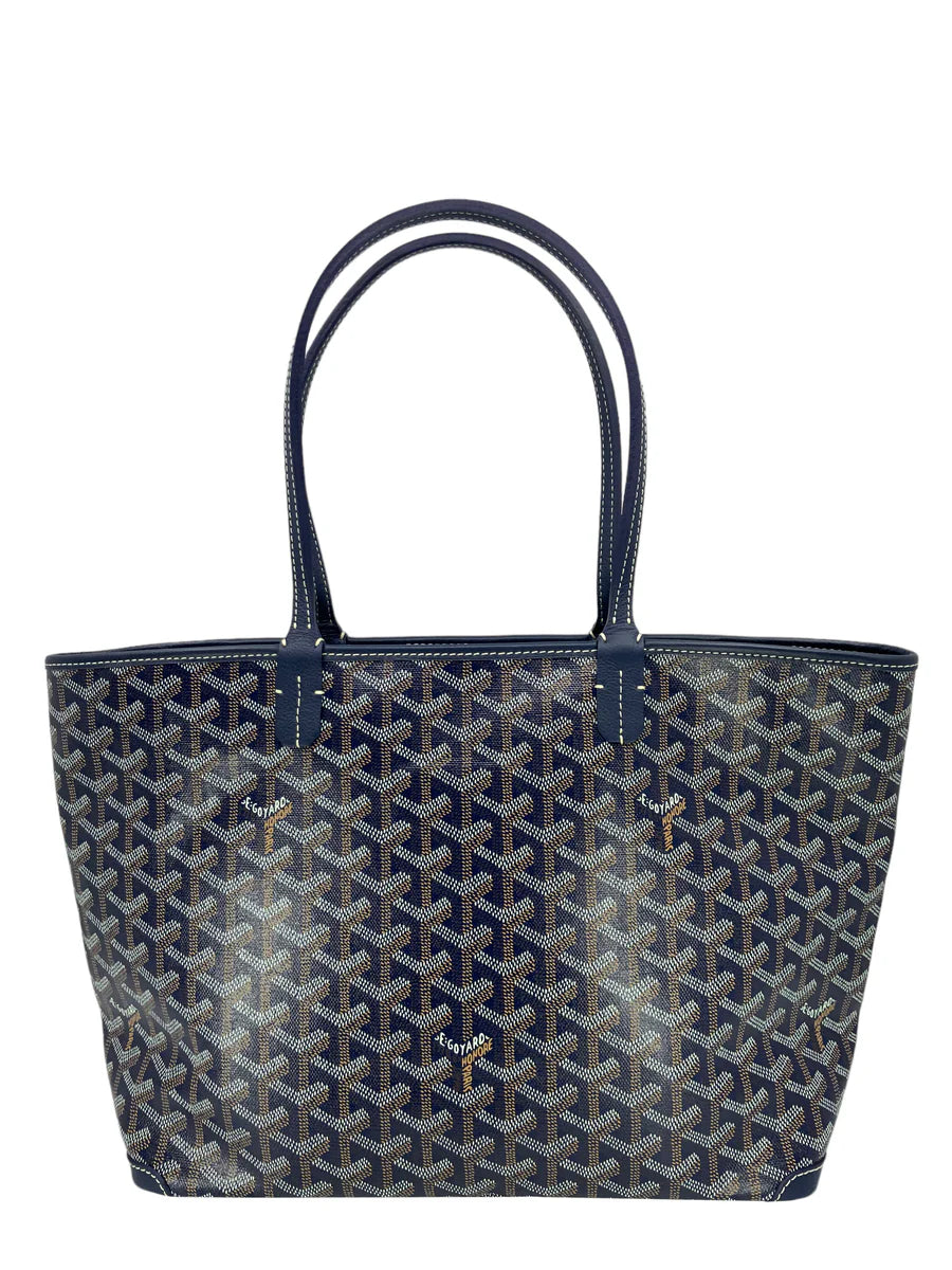 Goyard Goyardine Coated Canvas and Leather Saint Louis PM Tote in Blue – Elegant Luxury Tote Bag for Women.