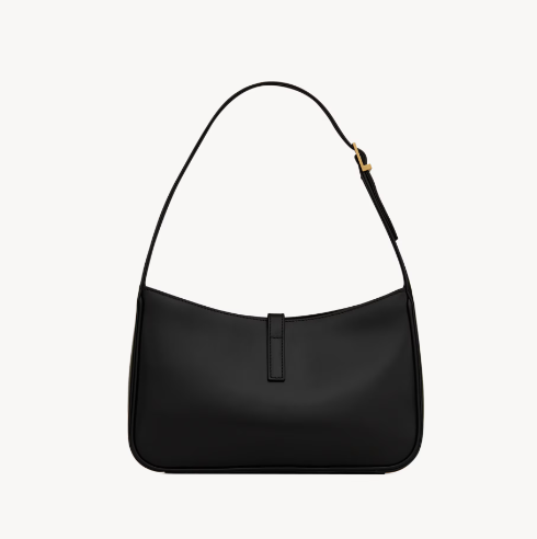 YSL Crocodile Texture Hobo Bag in black leather with a luxurious crocodile-embossed pattern and gold-tone hardware.