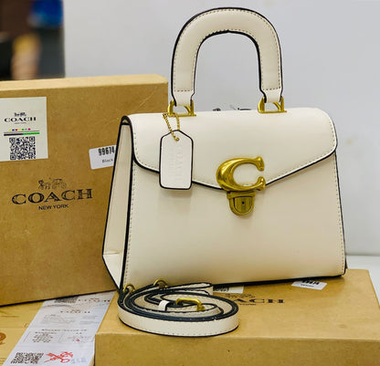 Coach Sammy Top Handle Bag White Leather Satchel Bag