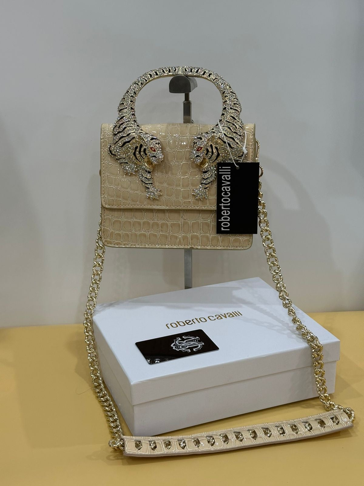Luxury Croc-Textured Mini Handbag with Gold Tiger Handle – Maroon