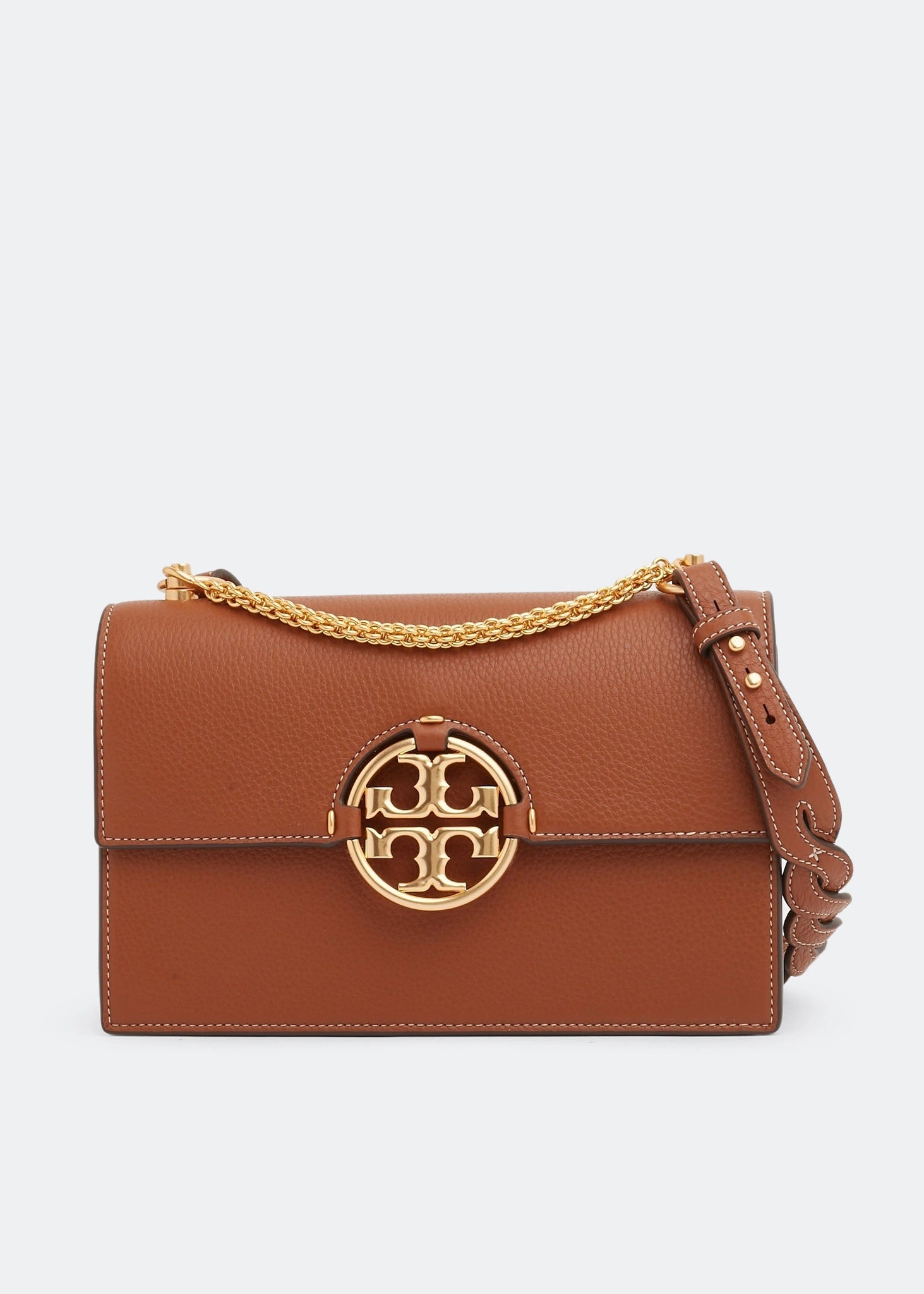 Tory Burch Brown Leather Miller Flap Shoulder Bag