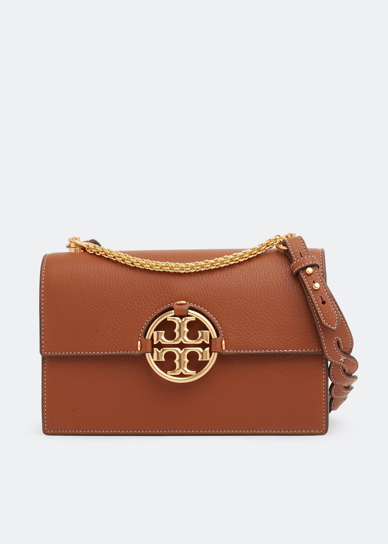 Tory Burch Brown Leather Miller Flap Shoulder Bag