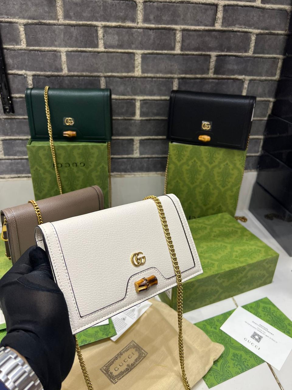 Gucci Diana wallet on chain in leather