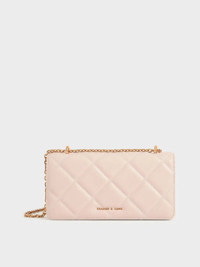 Paffuto Chain Handle Quilted Long Wallet - Light Pink hover