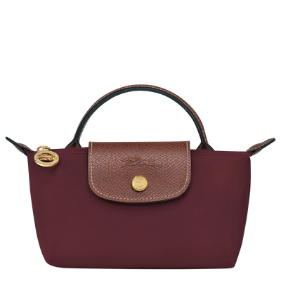 Le Pliage Original Pouch with handle Burgundy - Recycled canvas