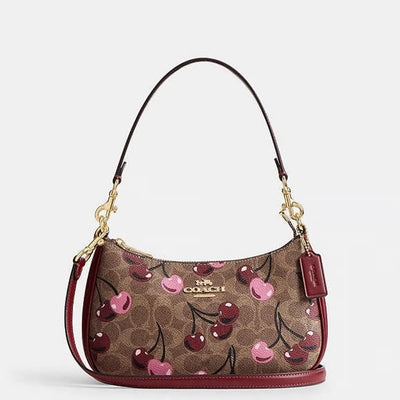 COACH Teri 2 way Cherry Print Shoulder Bag In Signature Canvas