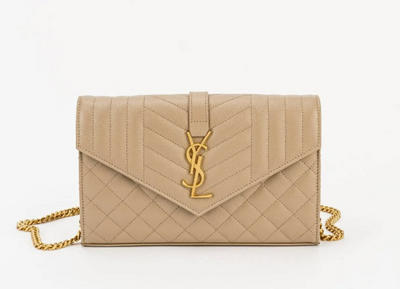 Saint Laurent Chevron TriQuilted Grained Leather Envelope Crossbody Bag