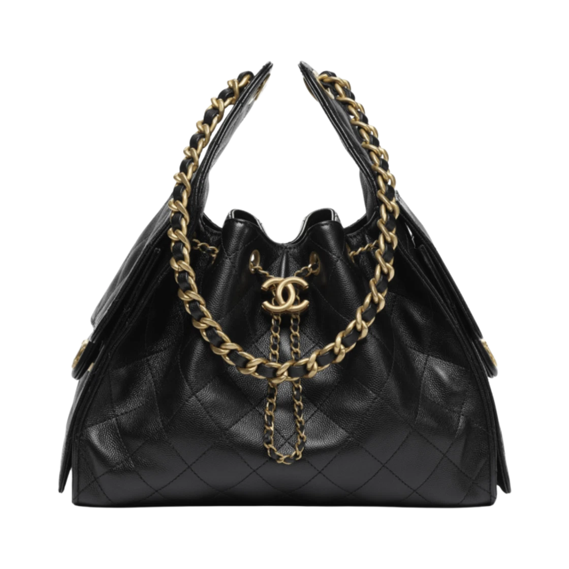 Chanel 25 Small Handbag Grained Calfskin & Gold Black