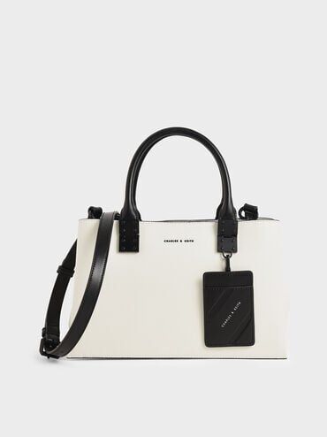 Charles & Keith Cameron Double Top Handle Bag - White