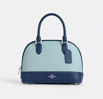 COACH Sabrina Satchel Bag in Colorblock – Light/Deep Blue