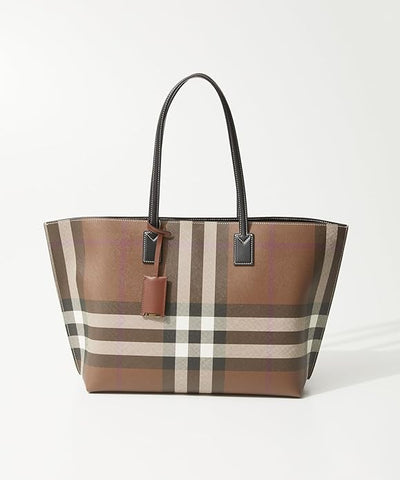 Burberry - Checked tote bag brown