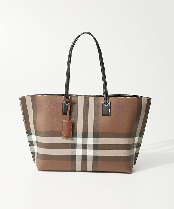 Burberry - Checked tote bag brown