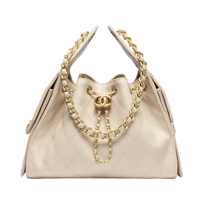 Chanel 25 Small Handbag Grained Calfskin & Gold Beige