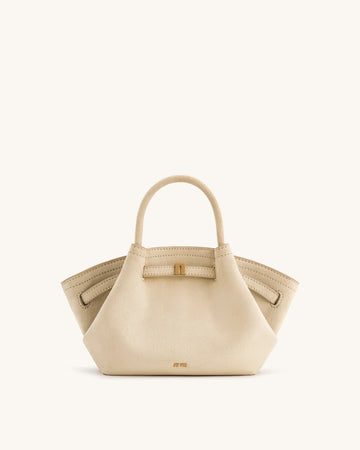 JWPEI Hana Mini Faux Suede Tote Bag - Off White