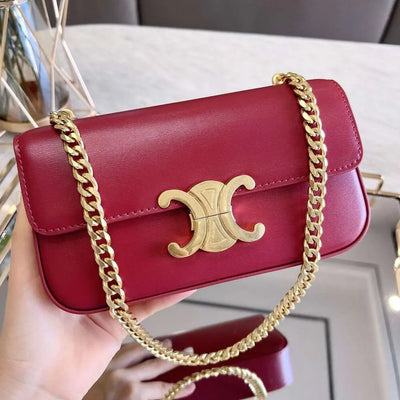 Celine CHAIN SHOULDER BAG CLAUDE - LIGHT BURGUNDY