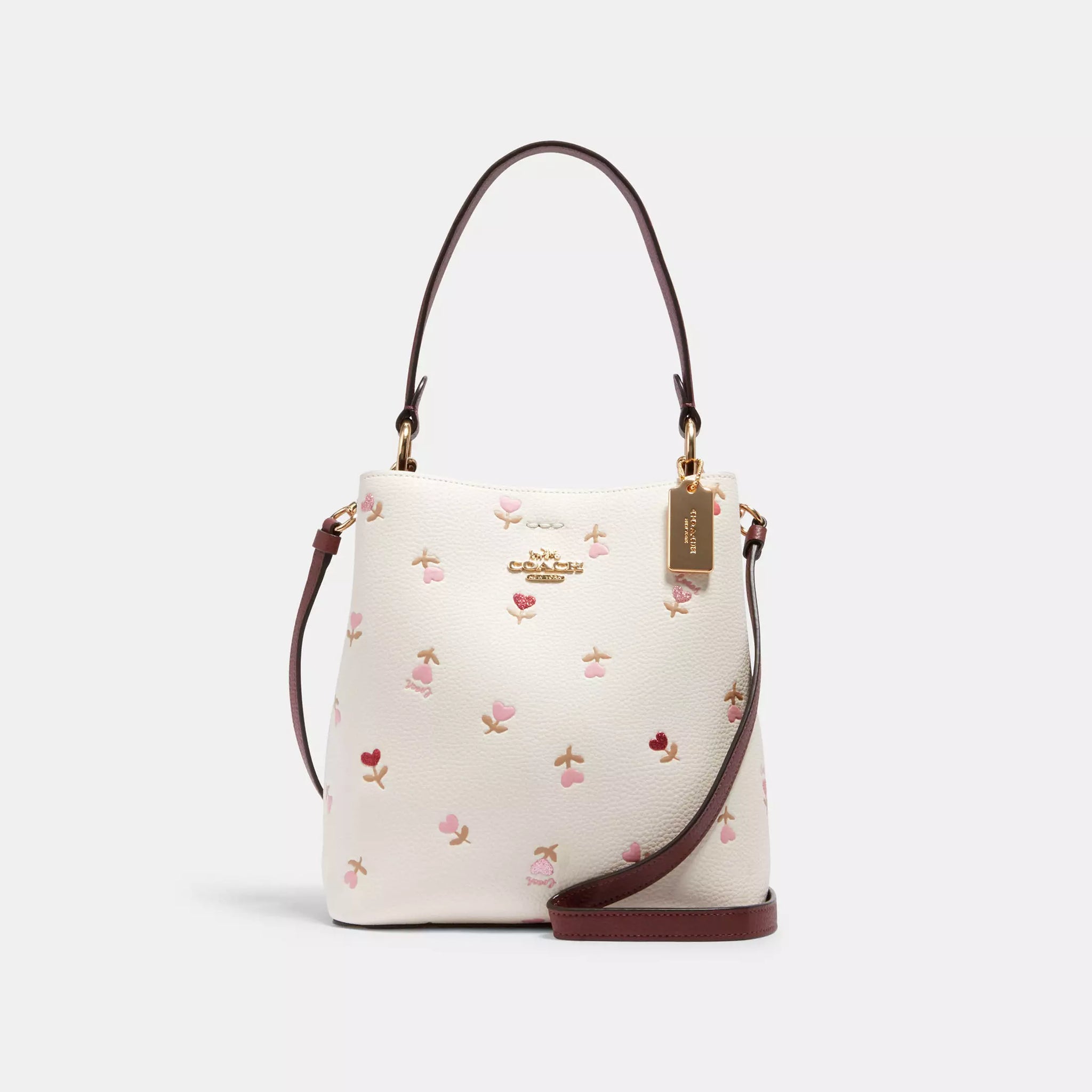Coach Small Town Bucket Bag With Heart Floral Print