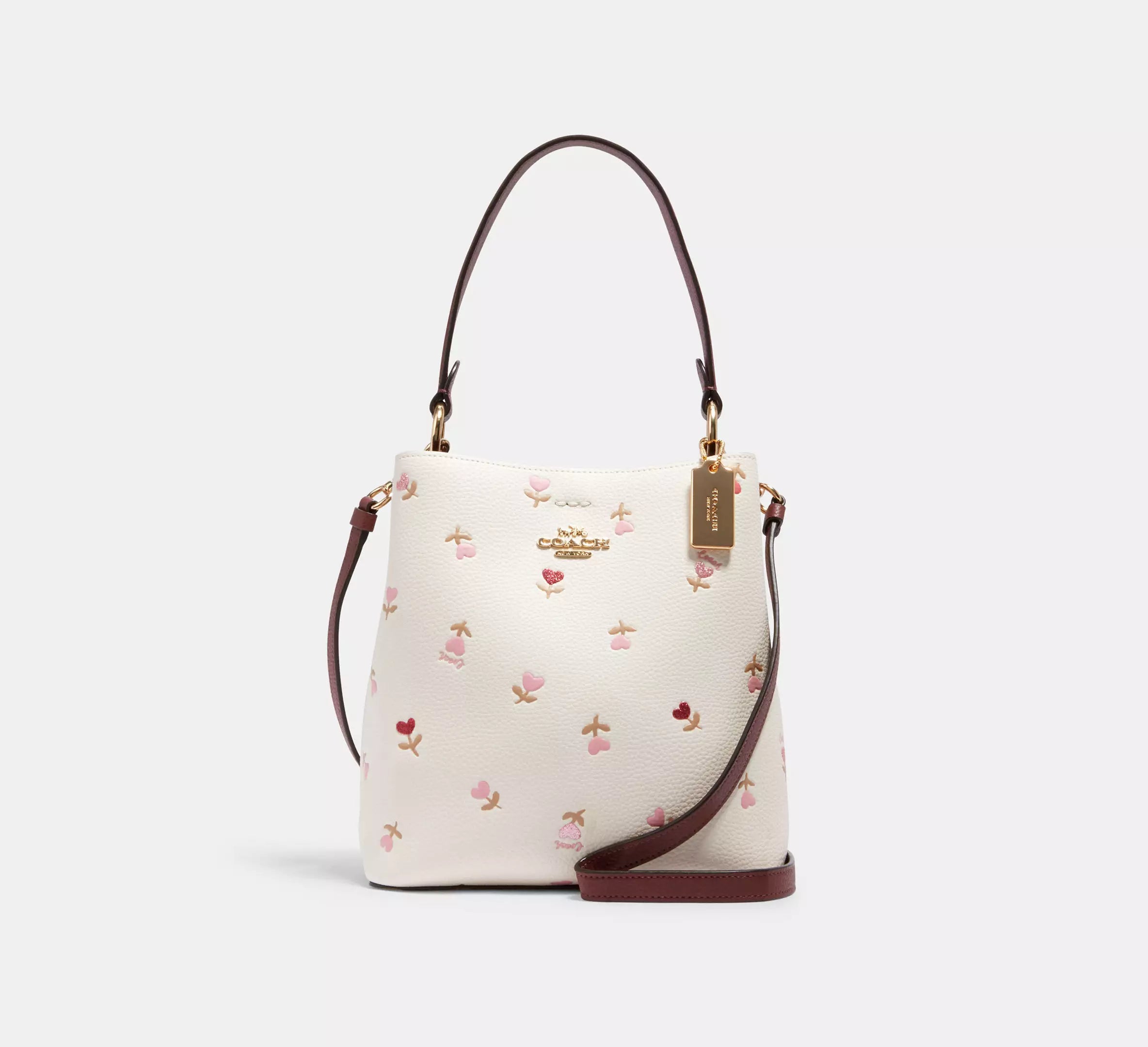 Coach Small Town Bucket Bag With Heart Floral Print