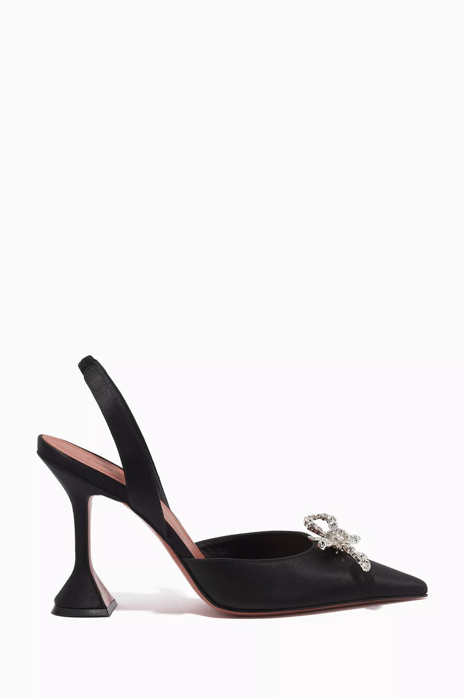Amina Muaddi  Follow Rosie Crystal Bow Slingback Pumps in Satin